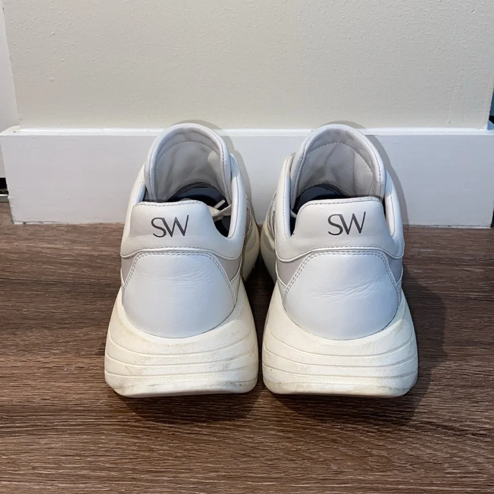 Stuart Weitzman SW, Authentic Designer, Willow Runner Mixed Media Sneakers - Picture 7 of 10